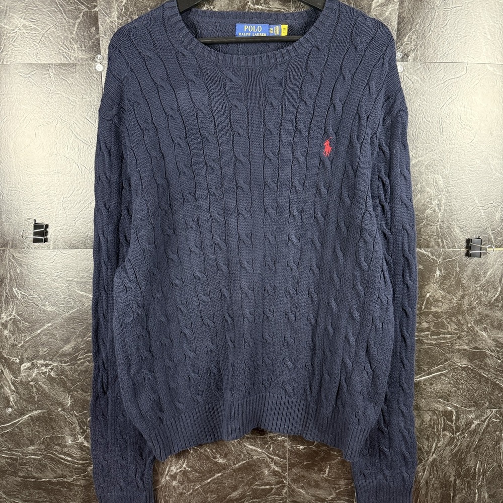 Polo Ralph Lauren Men's Navy Cable Knit Sweater 2XL